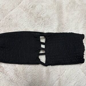 Zaful Black Smocked Strapless Bikini Top